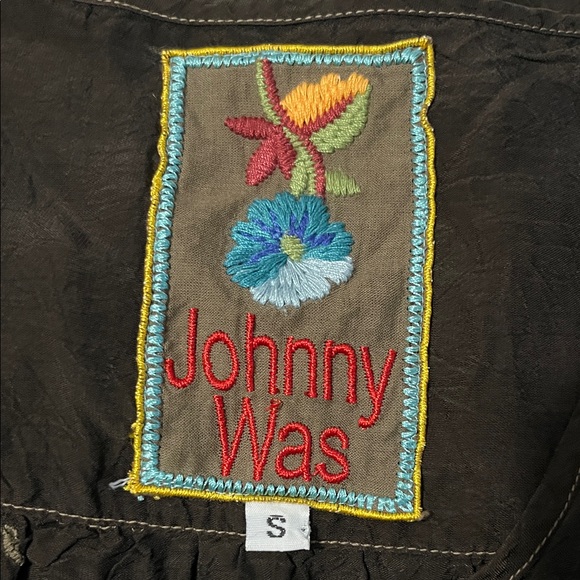 Johnny Was Chocolate Brown Blouse with Embroidery Size Small - Picture 8 of 11